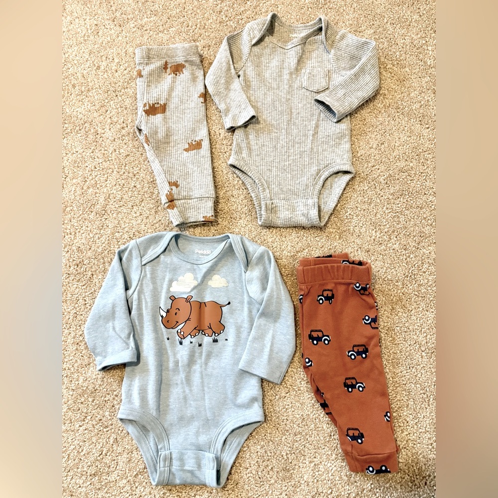 Kids One Piece Set - Gray and Brown